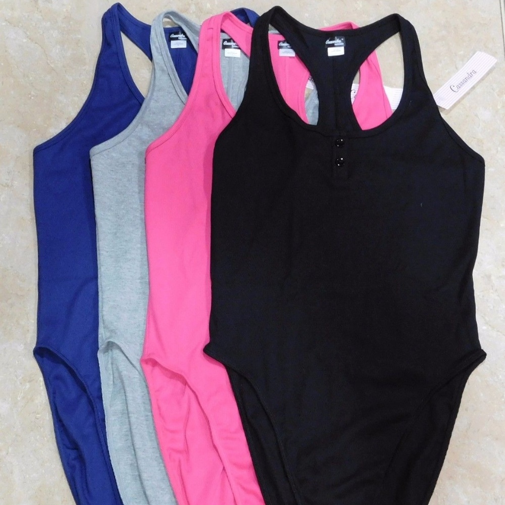 Cassandra PINK Rib Knit Henley Body Suit L